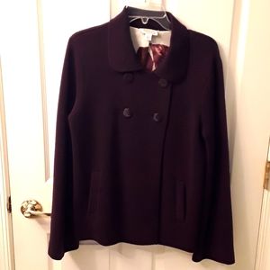 Wine color, knit, double breasted jacket